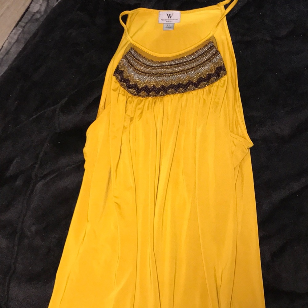 Bright gold beaded tank top